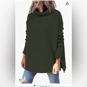 Women's Mock Turtleneck Sweater Oversized Knit Pullover Tunic Tops, S